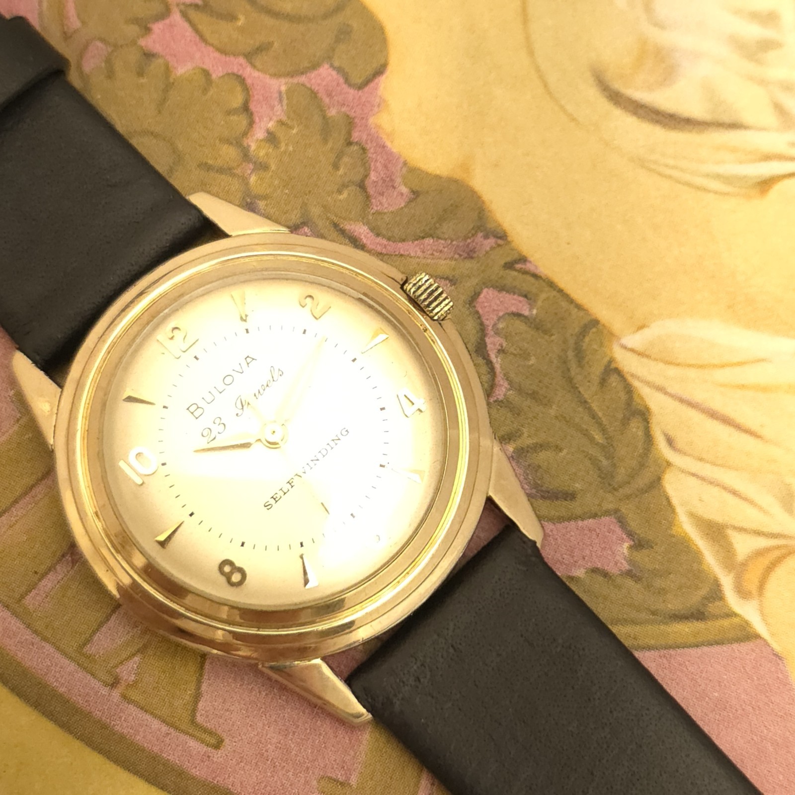 TW7 23j SHARP 1956 UFO BULOVA FLYING SAUCER SELF WIND 14k GOLD FILLED SS RUNS A+