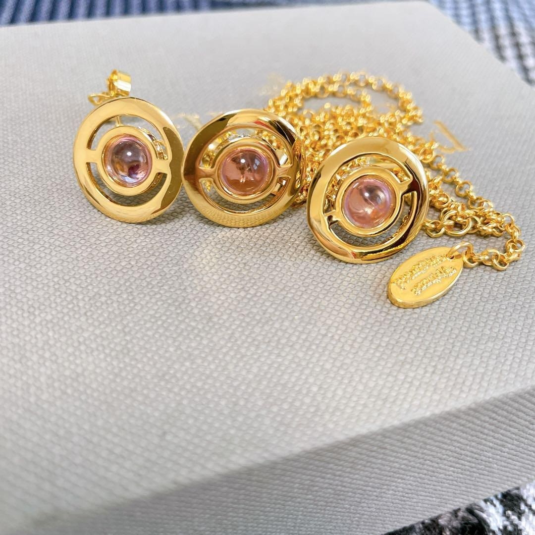 Vivienne Westwood Petite Ove Pink Gold Necklace Earrings Set NO BOX accessories