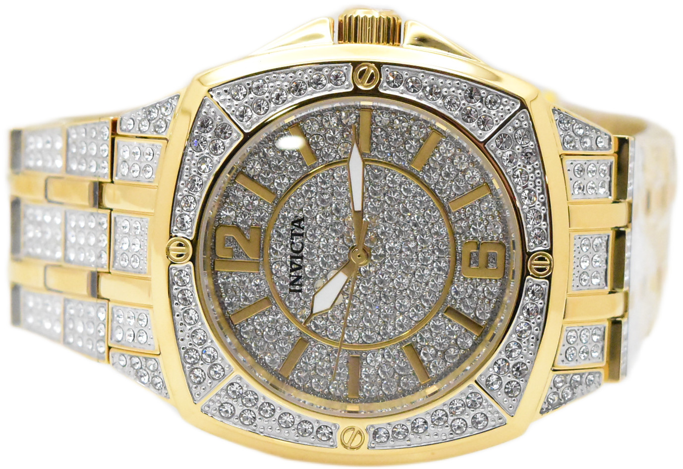 Invicta Celestial Lux Men’s 43mm Gold Pave 407 Crystals Quartz Watch 50327