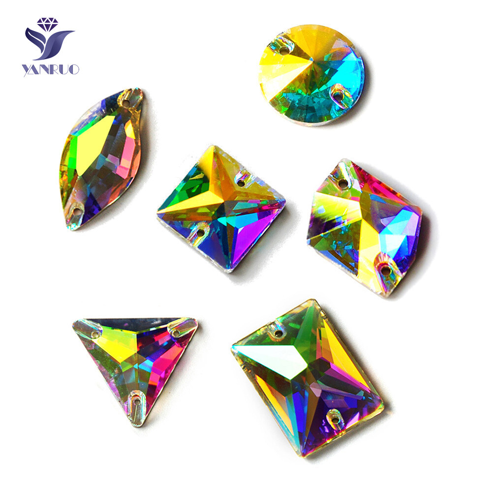 All Shapes AB YANRUO Flatback Sew on Rhinestones Crystal Strass for Garment