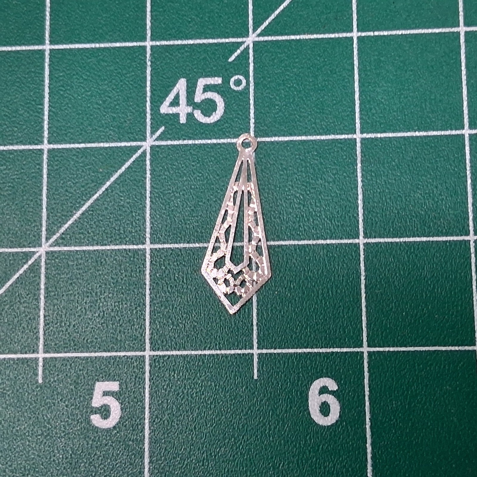 Vintage Polished Stamped Stainless Steel Neck Tie Shaped Teardrop Design Charm