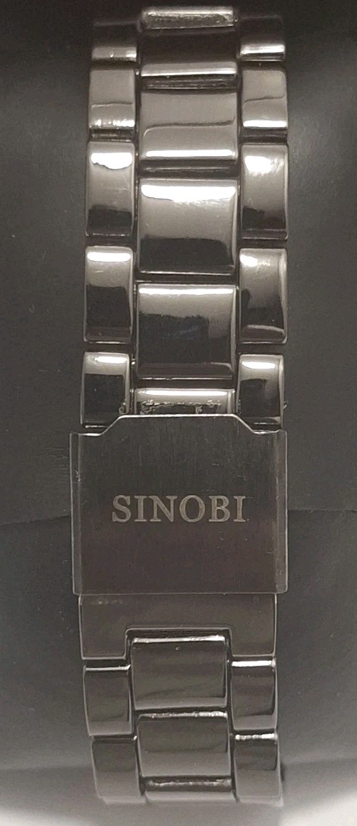Sinobi Ladies Gunmetal Watch Crystal Bezel Black Dial Quartz New Boxed