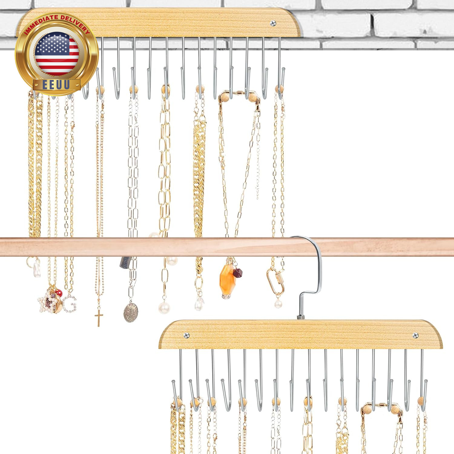 Jewelry Holder Organizer Wall Mount Necklace Holder Necklace Organizer, Hanging