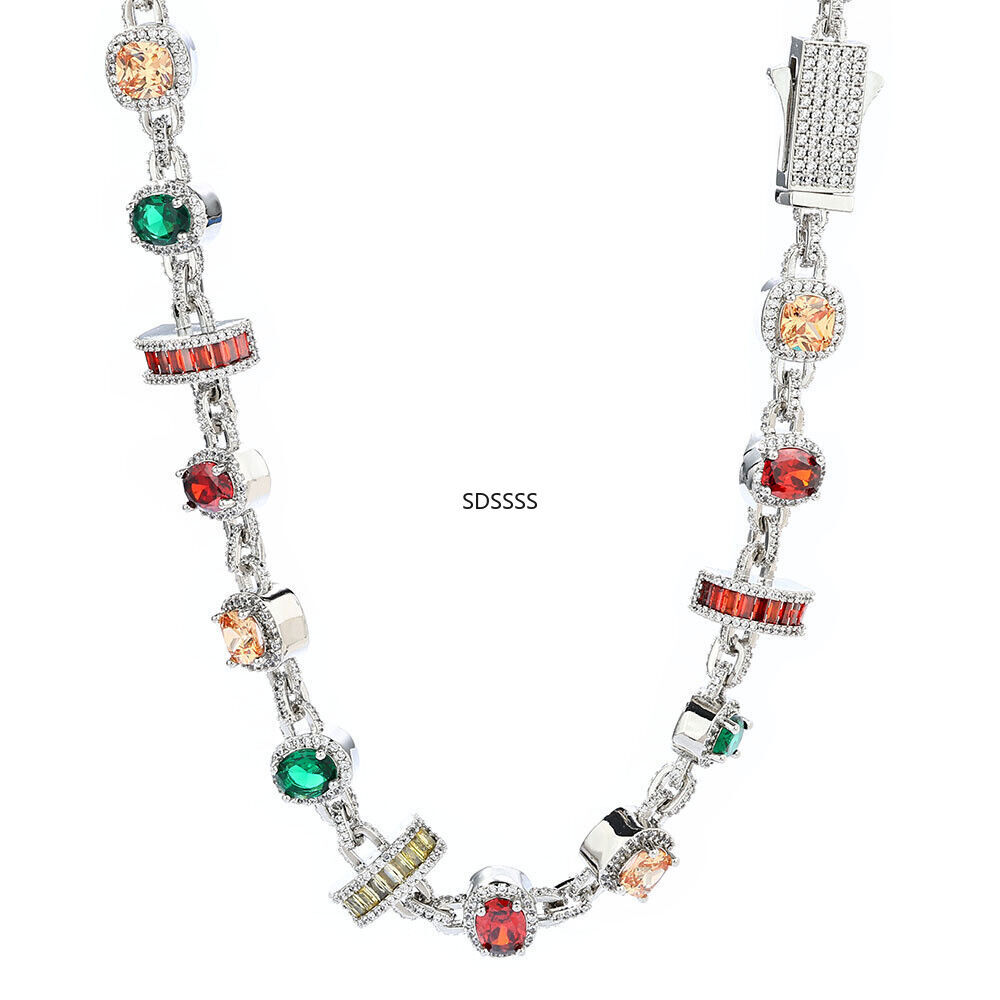 Jewelry Men Women Gift Hip Hop Tennis Chain Necklaces Bracelet Colorful