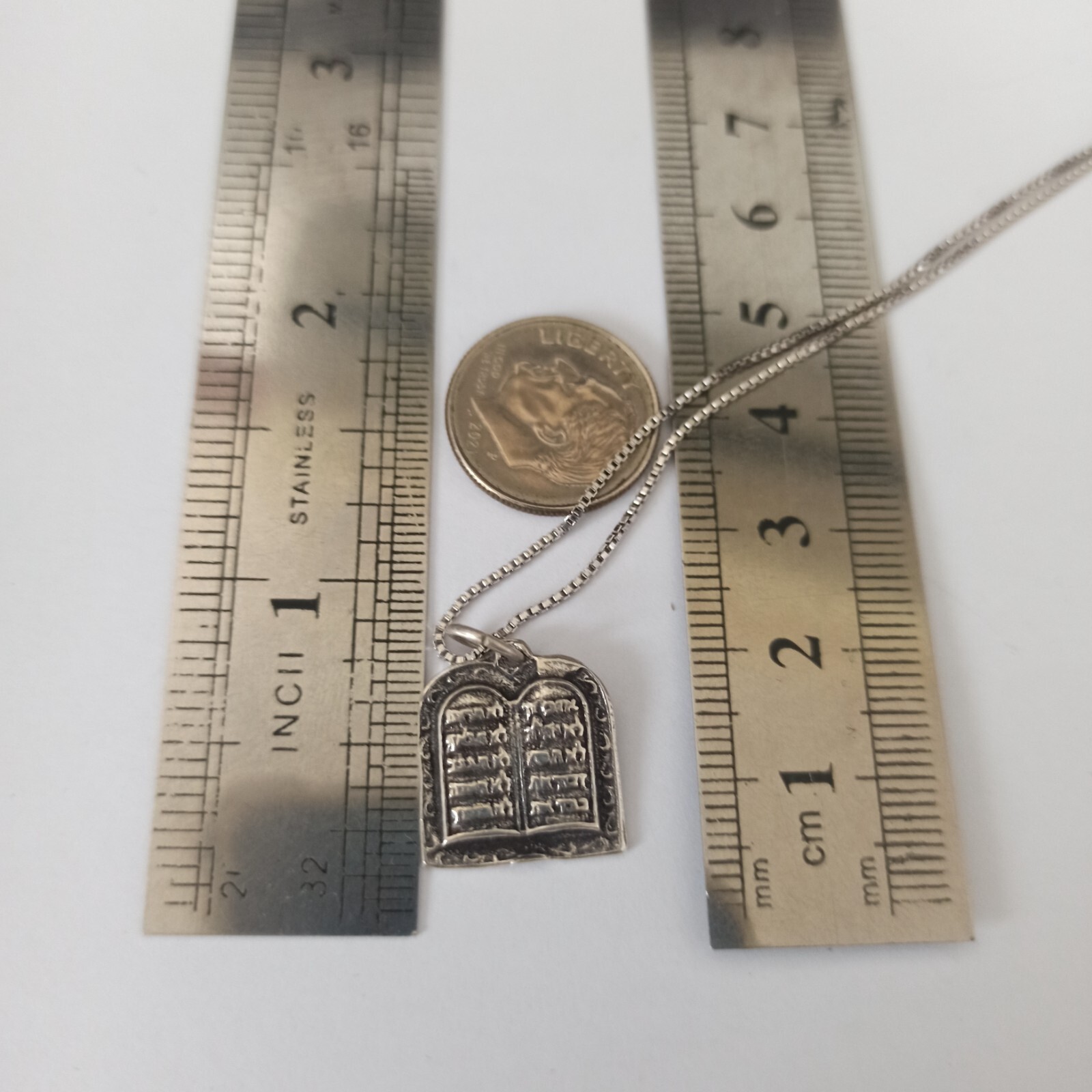 Ten Commandments Necklace Vintage Silver 925 Hebrew Men Women Jewish VTG Gift 19