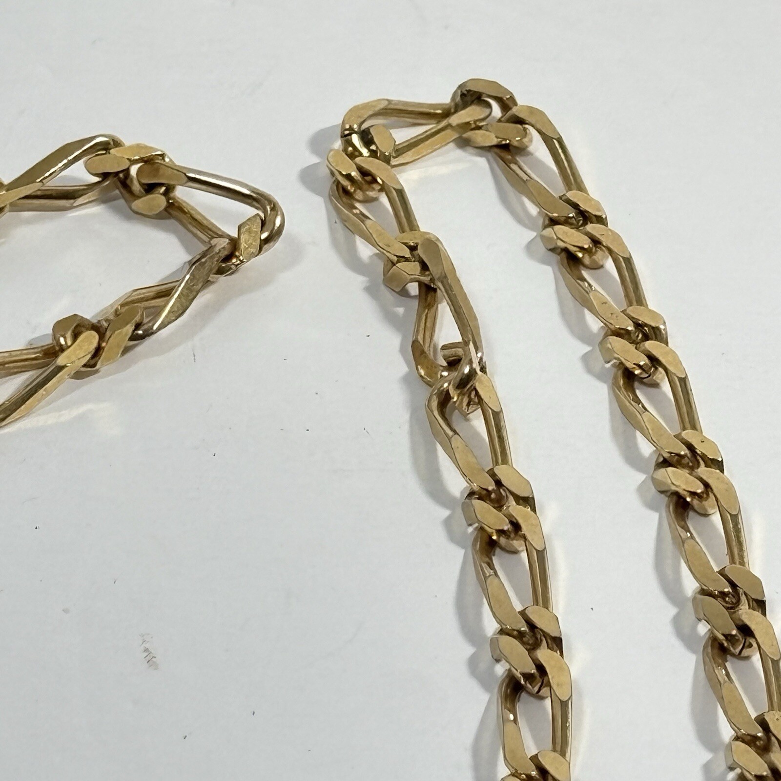 Vintage Signed MONET Gold Tone Chain Necklace Figaro Flat Link 30″