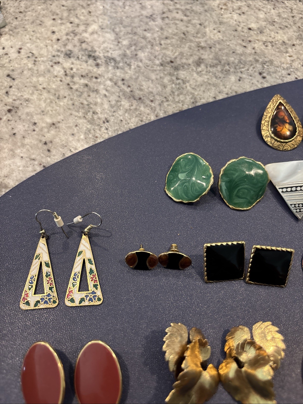 Lot of 18 Pairs of Vintage Pierced Earrings Variation Of Colors And Shapes.