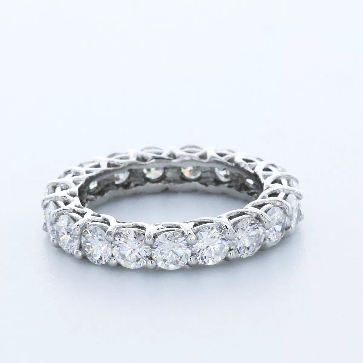 Eternity Wedding Ring Solid 14K Gold Trellis Round 5.80 CT Natural Diamond F SI1