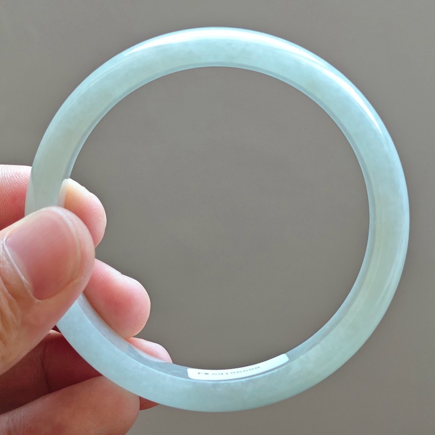 61mm Natural White Jadeite Jade Bracelets Burma Jade Bracelet Bangle 3424