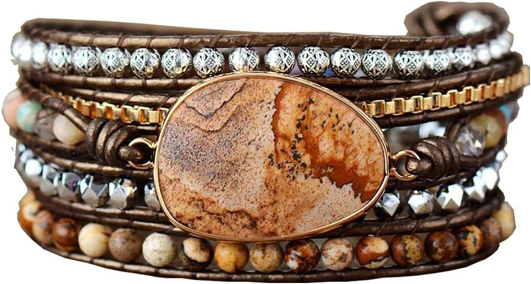Luxury Handmade Gemstone Wrap Bracelet – Adjustable Bohemian Jewelry for Women