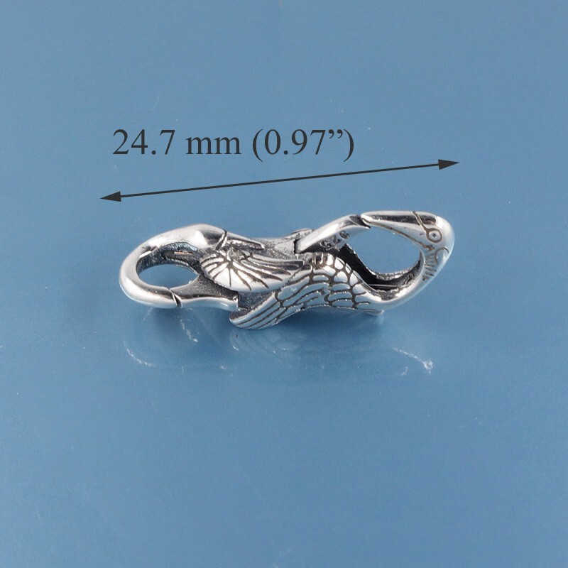 Sterling Silver Double Openings Crane Lobster Claw Clasp Connector 24.7mm #44070