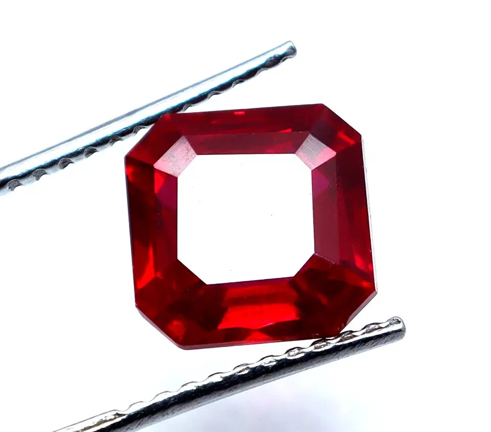 4.70 Ct Natural Flawless Red Ruby Certified Asscher Cut Loose Stunning Gemstone