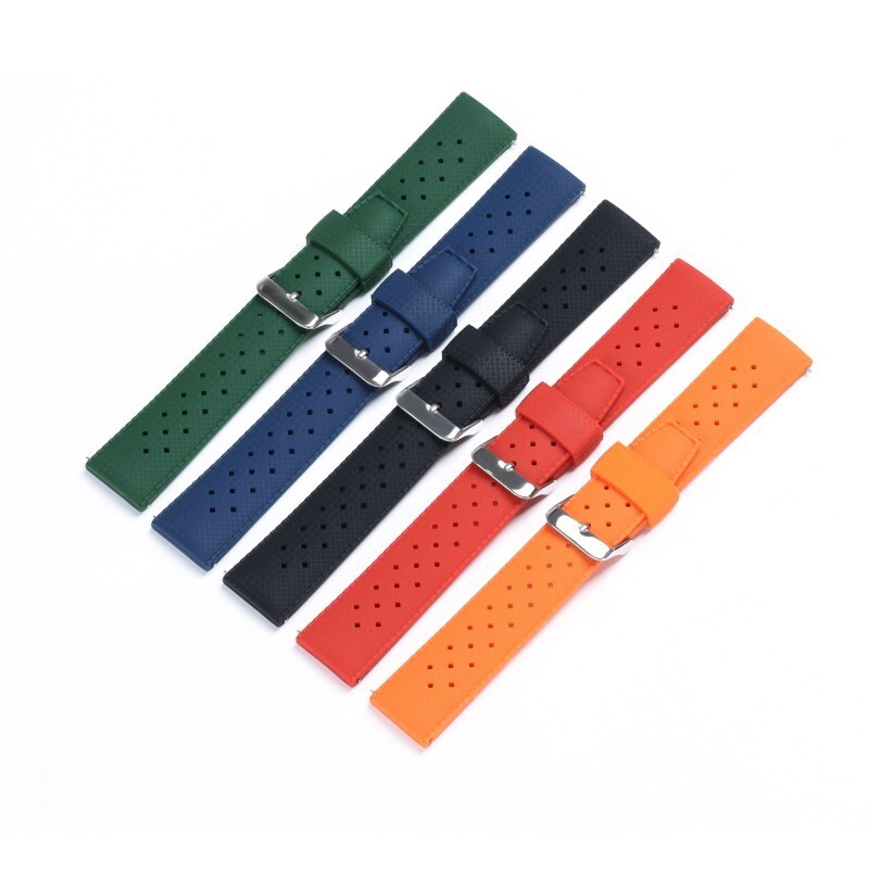 Porous Breathable Silicone TPU Watch Strap Waterproof Wristbands 20/22 Universal