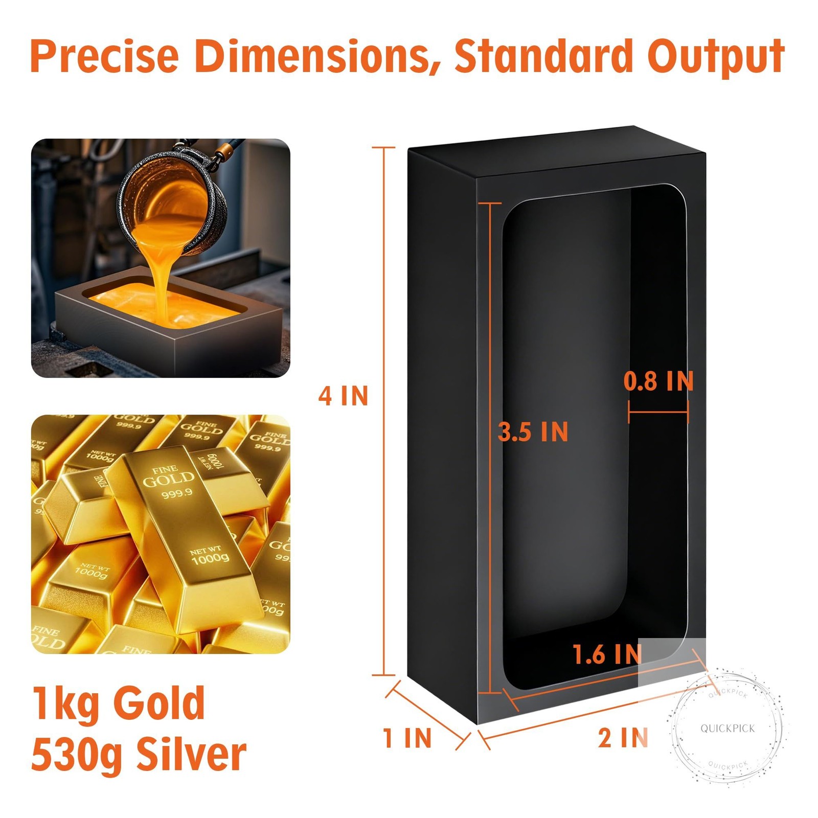 4 Pcs 1kg High-Purity Graphite Ingot Molds for Casting Gold Silver Aluminum Copp