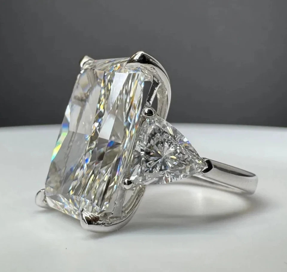 Lab Grown Radiant Cut Diamond Ring IGI Certified 14k White Gold 10.3 Ct VS E F