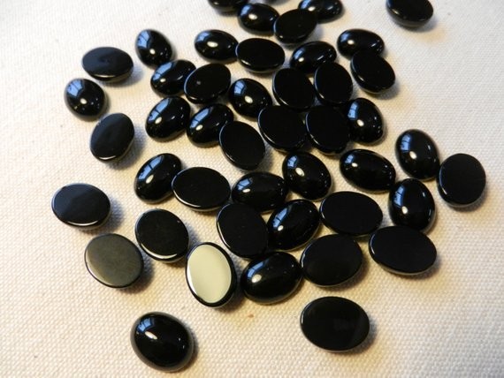 Natural Black Onyx Oval Cabochon 5x7mm To 20x25mm Loose Gemstone