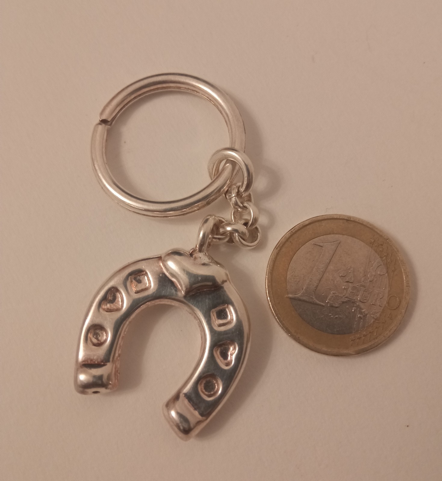 B9 Vintage 925 Sterling Silver Keychain, Horseshoe Shaped, Hollow