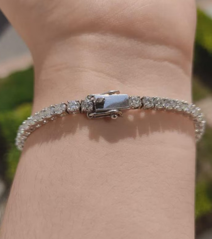 Engagement Beautiful Tennis Bracelet Round Cut Natural Diamond 14k White Gold