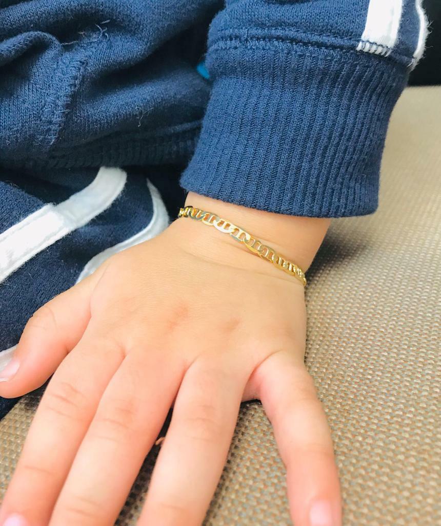Pulsera Para Niños/Papa/Mama en Oro Laminado 14K Mariner Link,Families Bracelet