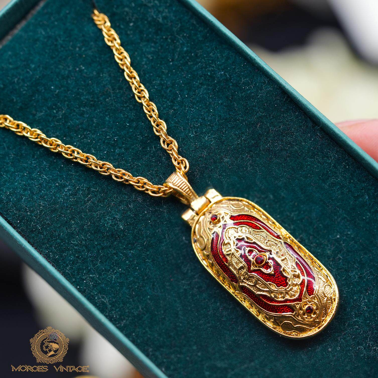 Vintage Cross Locket Necklace, Retro Religious Women Pendant Jewelry