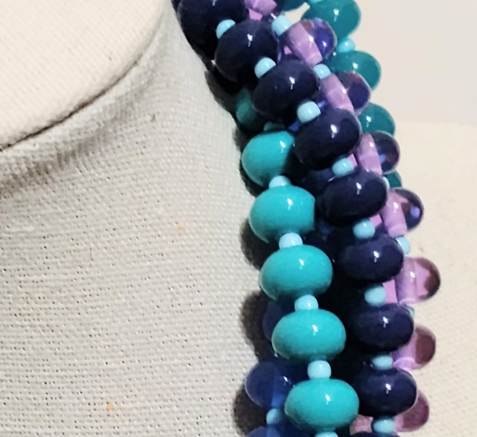 Dana Buchman Multistrand Beaded Statement Necklace Twisted Chunky Purple Teal