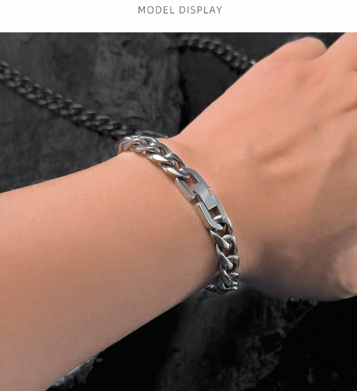 10.5mm Wide Pure Titanium Bracelet Cuban Chain Polished 6-Side Anti Allergic
