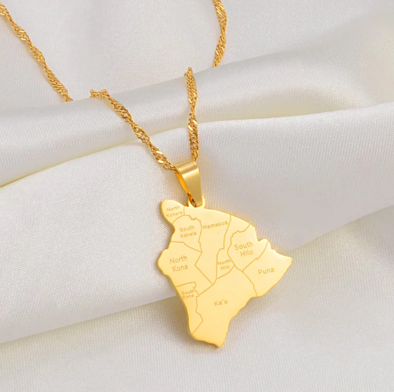 Hawaii Map Pendant Necklace