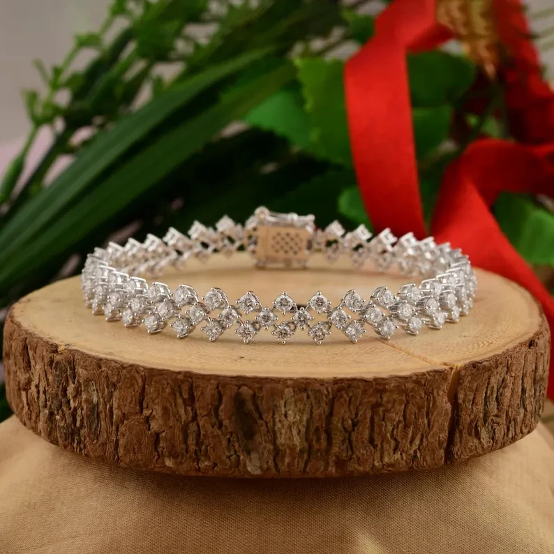 9.00 Ctw Round Lab Created Wedding Tennis Bracelet 14K White Gold Plated