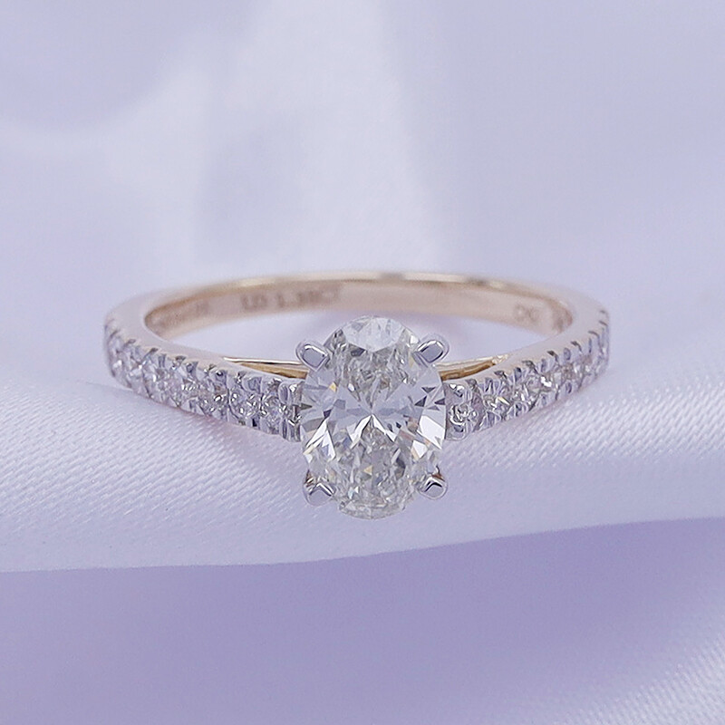 1.38ct Lab Grown Diamond Cathedral Style Engagement Ring in 10K Or 14K Gold