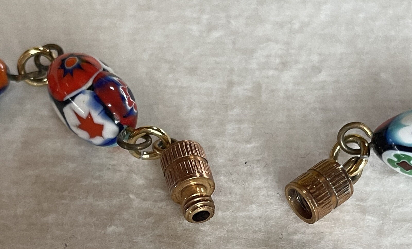 Vintage Venetian Italien Murano Moretti Millefiori Necklace with a fob- 15″