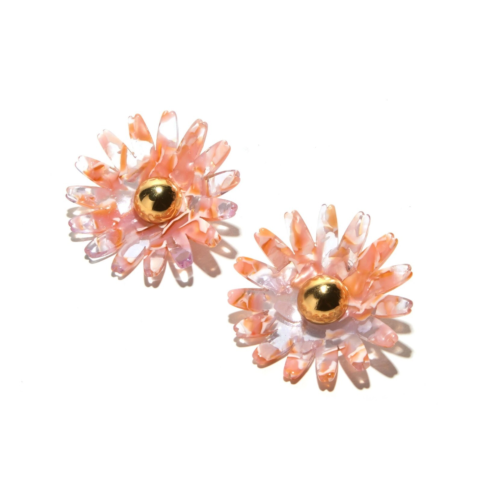 LELE SADOUGHI OVERSIZED 5CM Lucite & Gold Daisy Button Stud Earrings GIFT