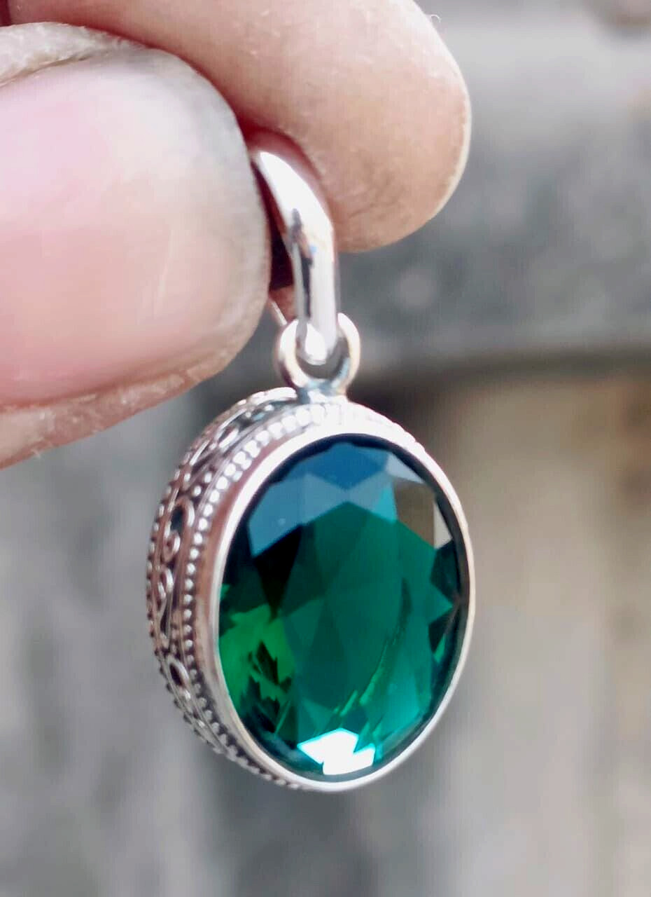 Chrome Diopside Gemstone Handmade Pendant, 925 Sterling Silver Handmade Pendant