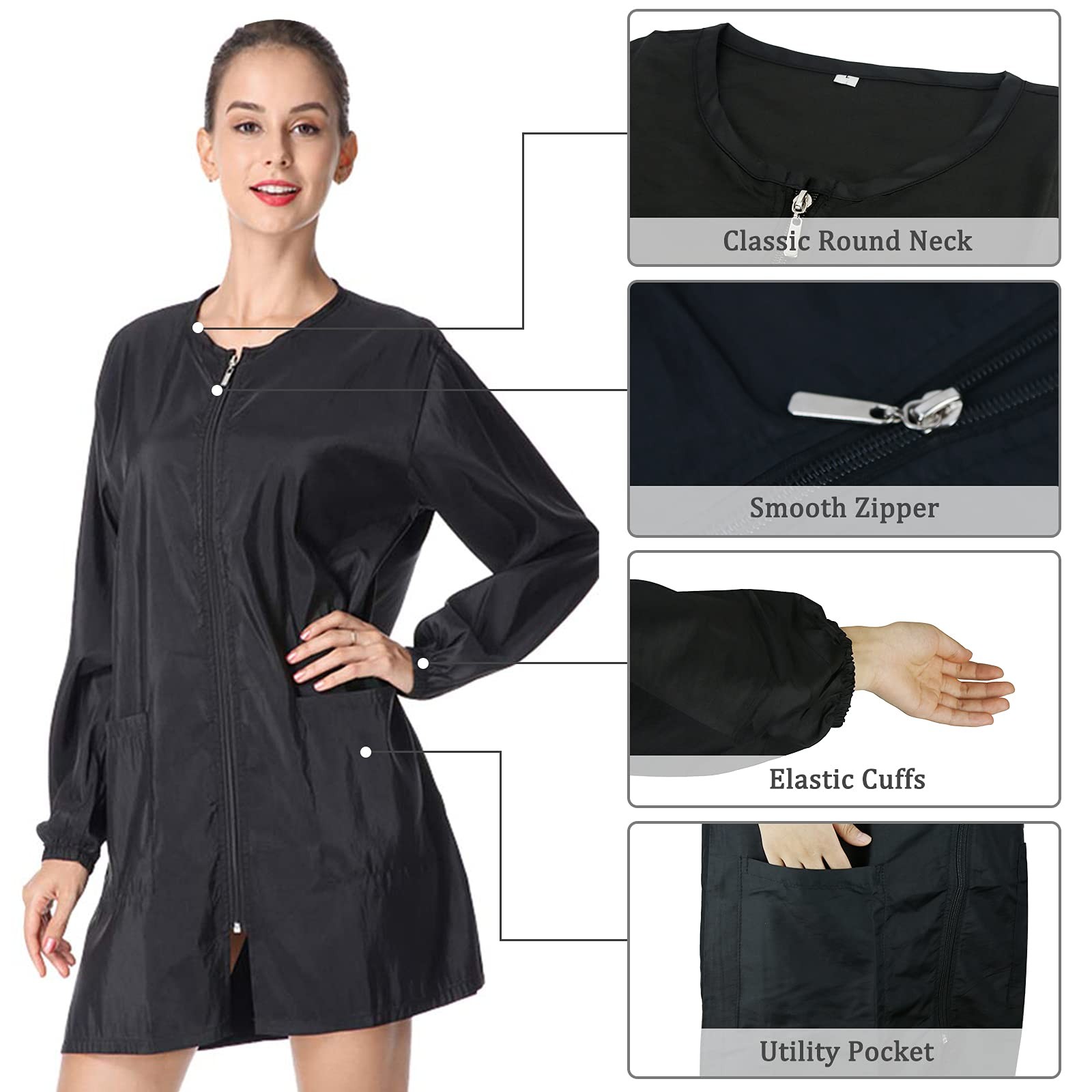 Polyester Fabric Salon Smock Stylist Jacket Waterproof Haircut Cape Apron