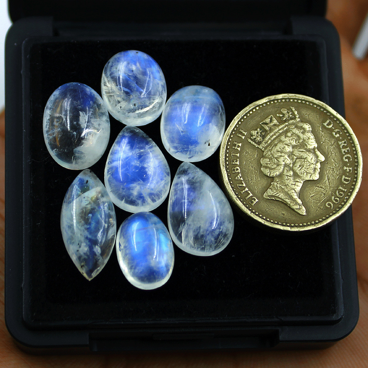 7 Pcs Natural White Labradorite AAA Quality 11.8mm-17.4mm Cabochon Gemstones Lot