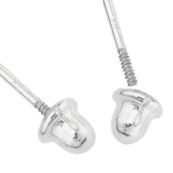 0.50 – 4.00 Carat 14K White Gold Topaz Round Shape w/ Screw Back Stud Earrings