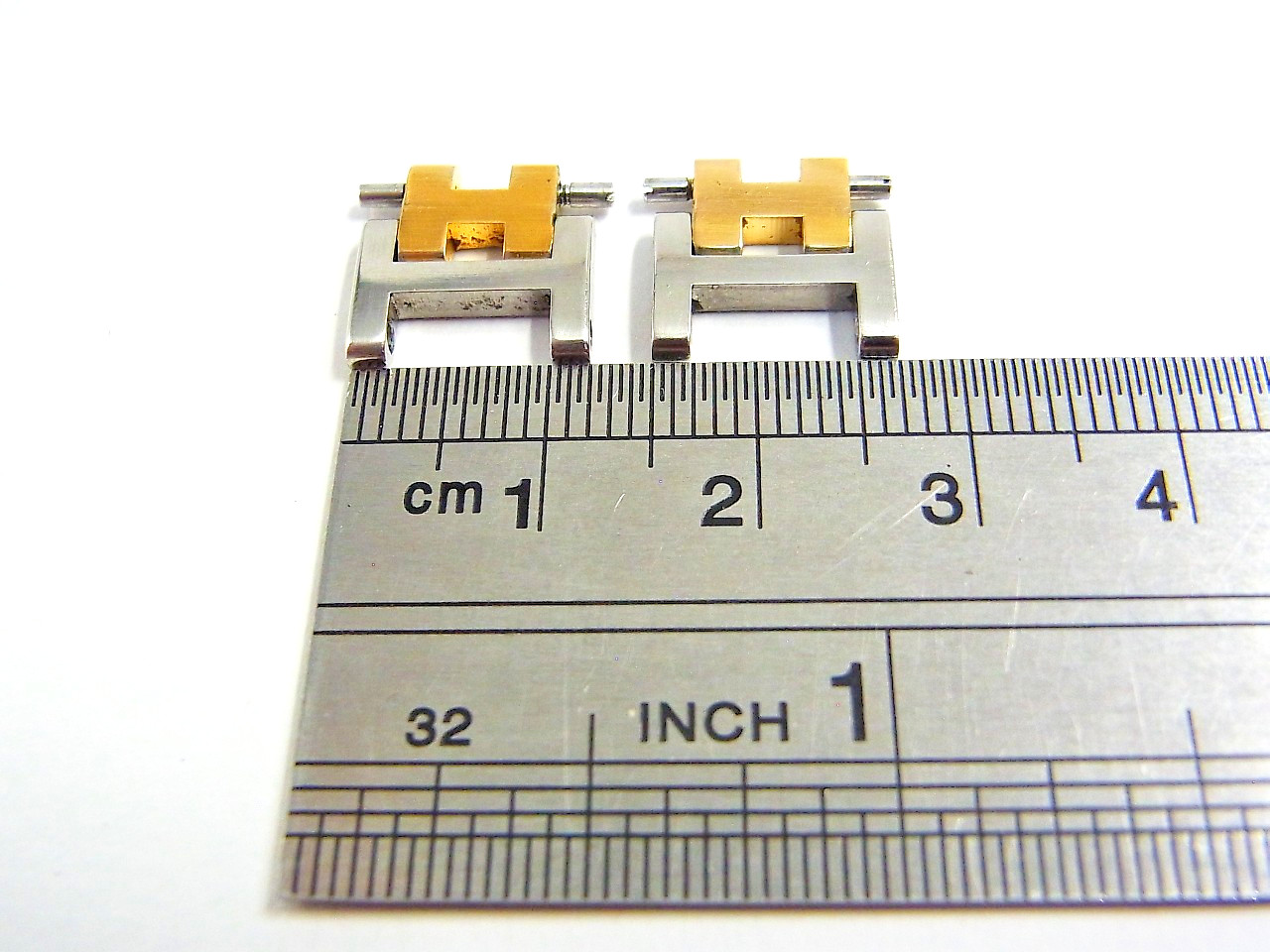 HERMES Clipper Watch 12mm Side Brushed Old Type Genuine Link Band 2pcs Set