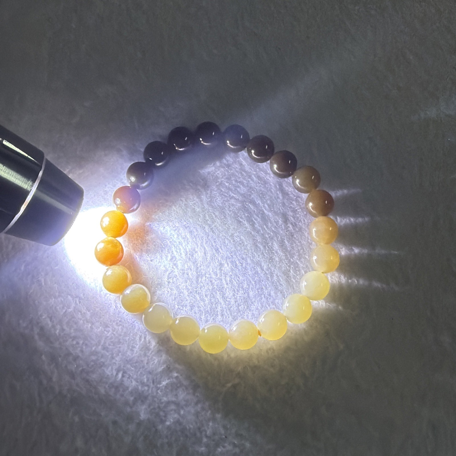 certified nephrite jade bead bracelet 和田玉手链 （糖料渐变色手链，和田老料）#183