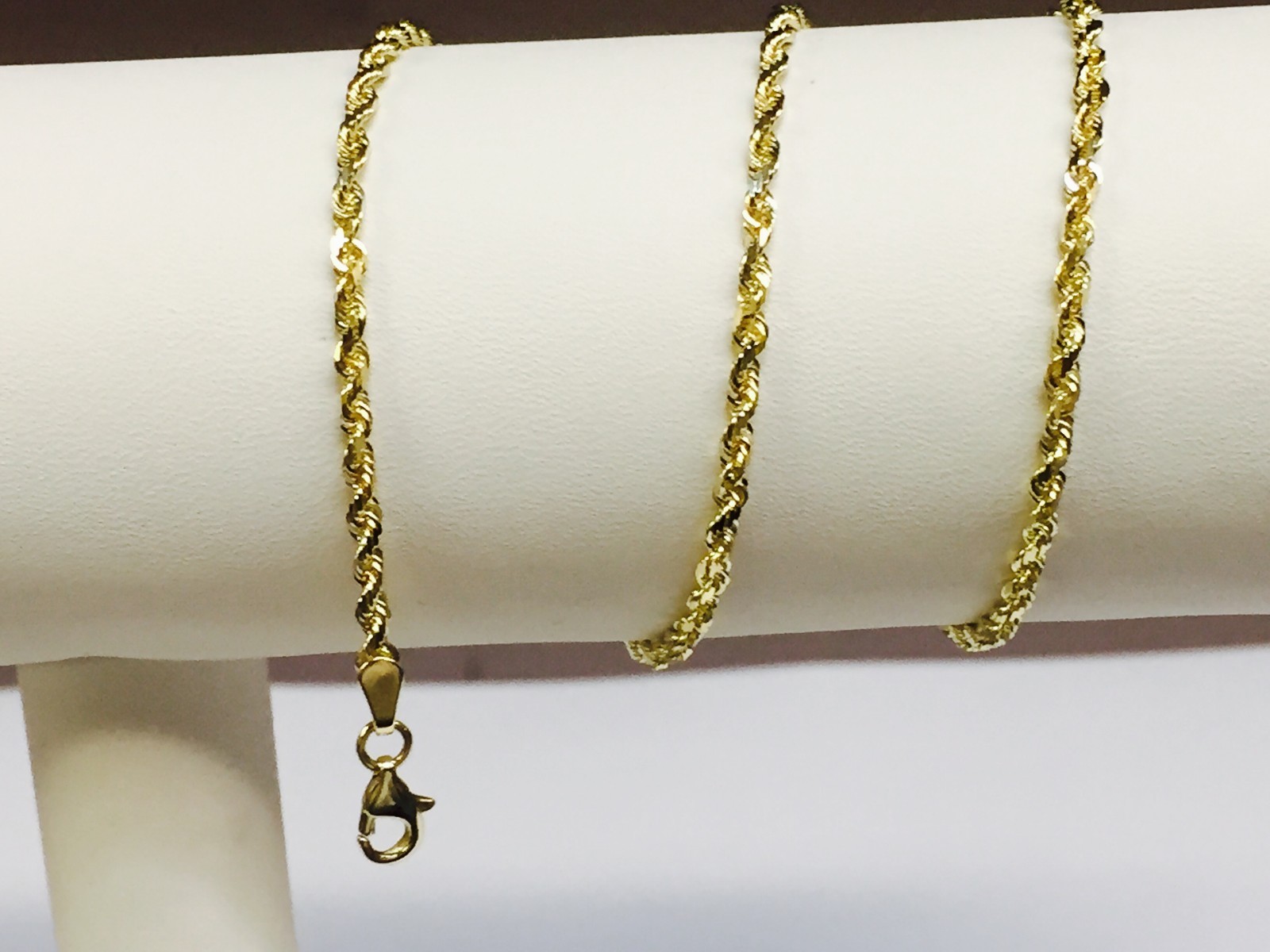 10k Yellow Gold 16″ Solid Diamond Cut ROPE Pendant Chain/Necklace 2mm 3 Grams