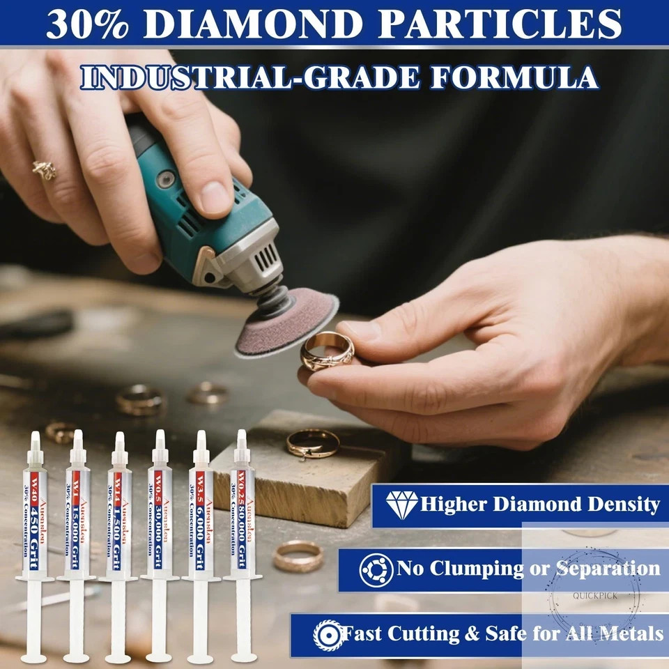 Diamond Polishing Compound Kit, 6 Grits 450 to 80,000 Glass Polishing Compound