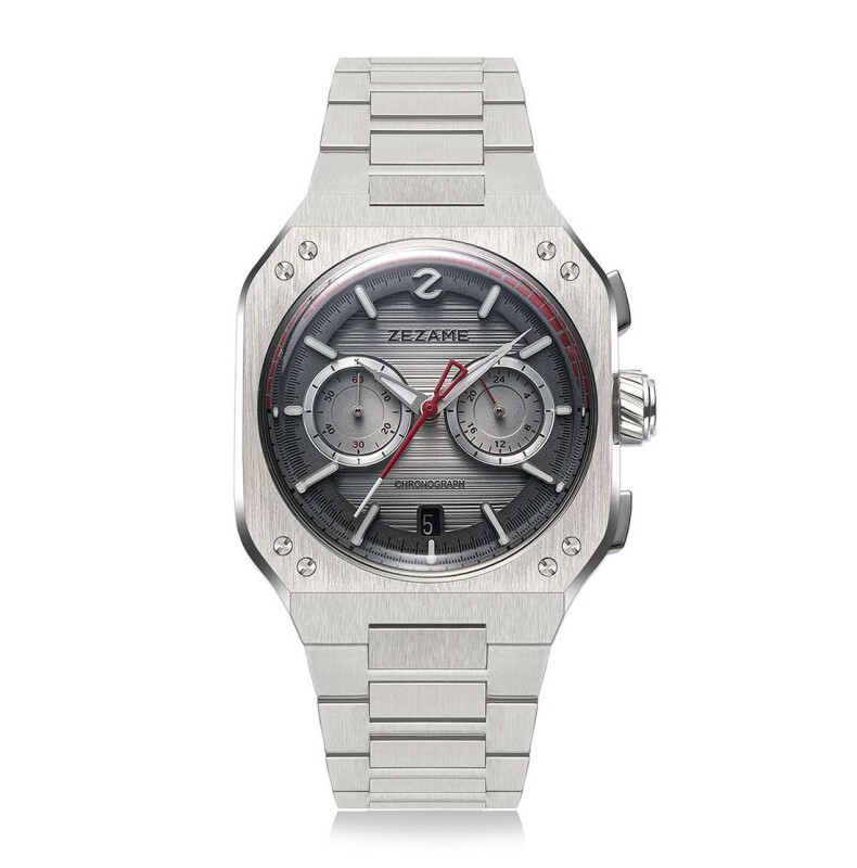 Zezame Night Chronograph Hybrid Mechanical Quartz Grey Steel Men’s Watch