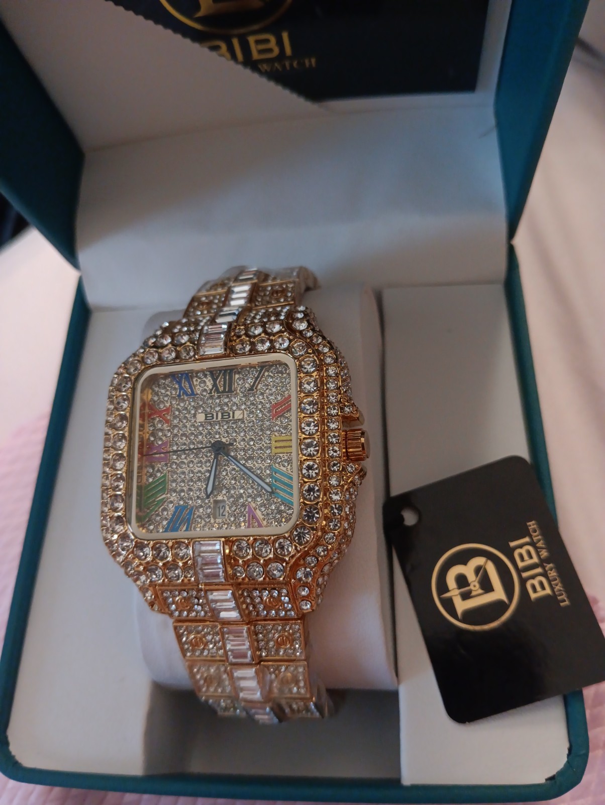 Bibi Luxury Golden Iridescent Crystal Adorned Watch B0071
