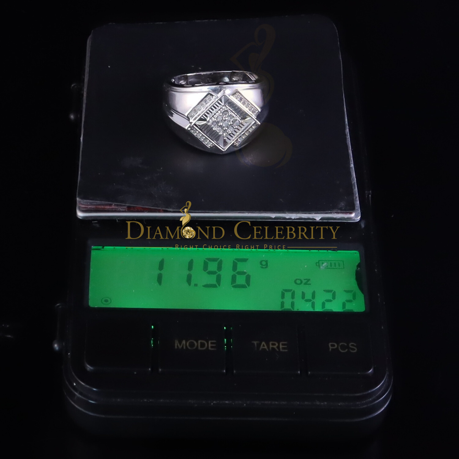 0.09ct In 925 Sterling Silver White Round Cut Men’s Solitaire Diamond Ring SZ 10