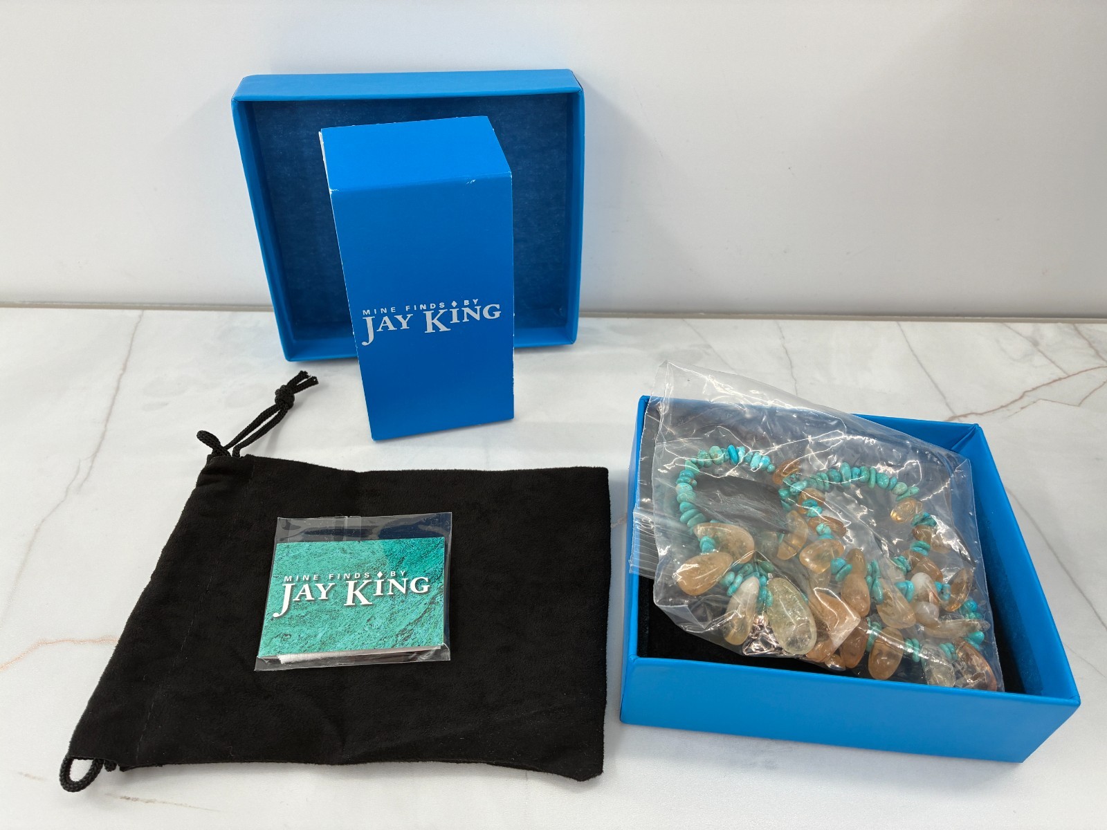 Jay King DTR Iron Mountain Turquoise Natural Citrine Eclectic Bead Necklace 925