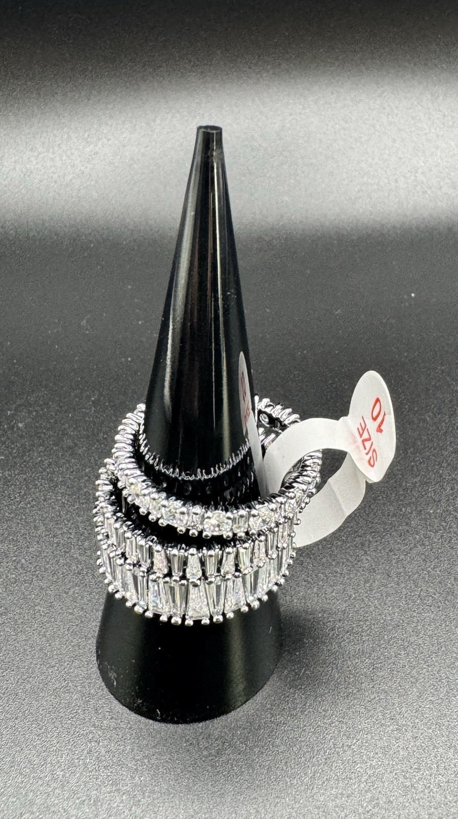 Bomb Party Unicorn R628695 Hematite Plated White CZ Stackable Band Ring 10