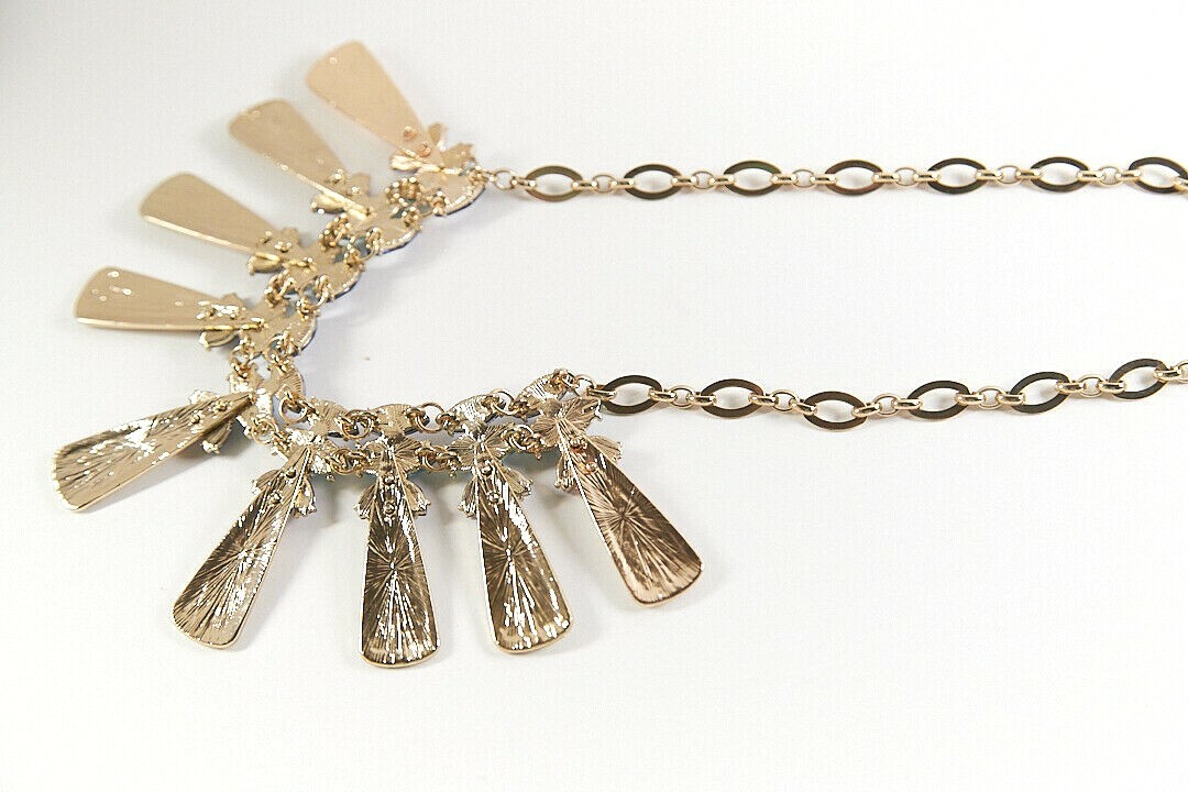 BAUBLEBAR Statement GoldTone Dangle Station Necklace LilacBlue Cabochons 18″+ 3″