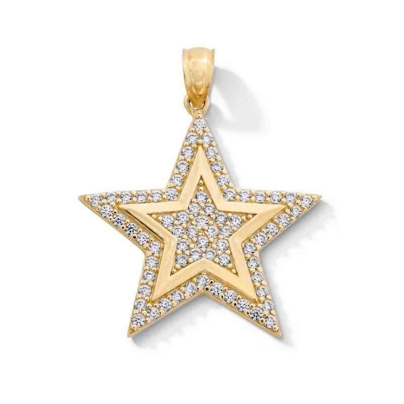 Lab Created Diamond Star Necklace Charm in Solid 925 Sterling Silver For Gift
