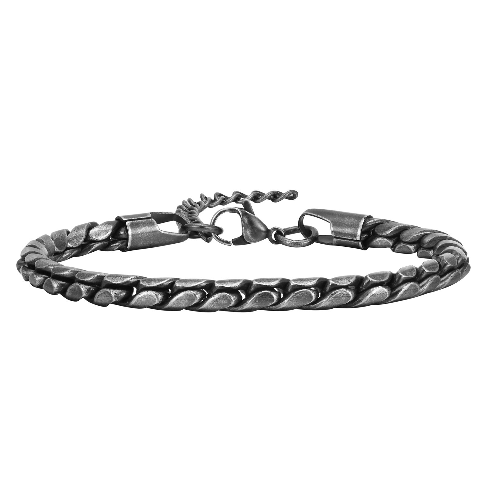 7″-9″ Silver Black Chain Bracelet Retro Men’s Stainless Steel Engagement 18-23cm