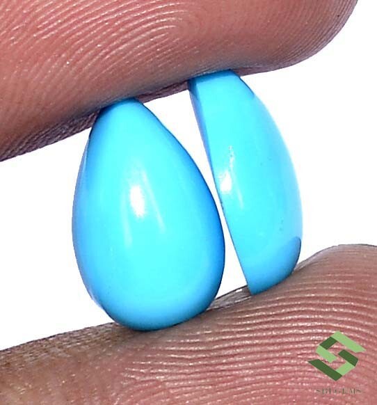 13×8 mm Natural Sleeping Beauty Turquoise Pear Cabochon Pair 6.26 CTS Loose Gems