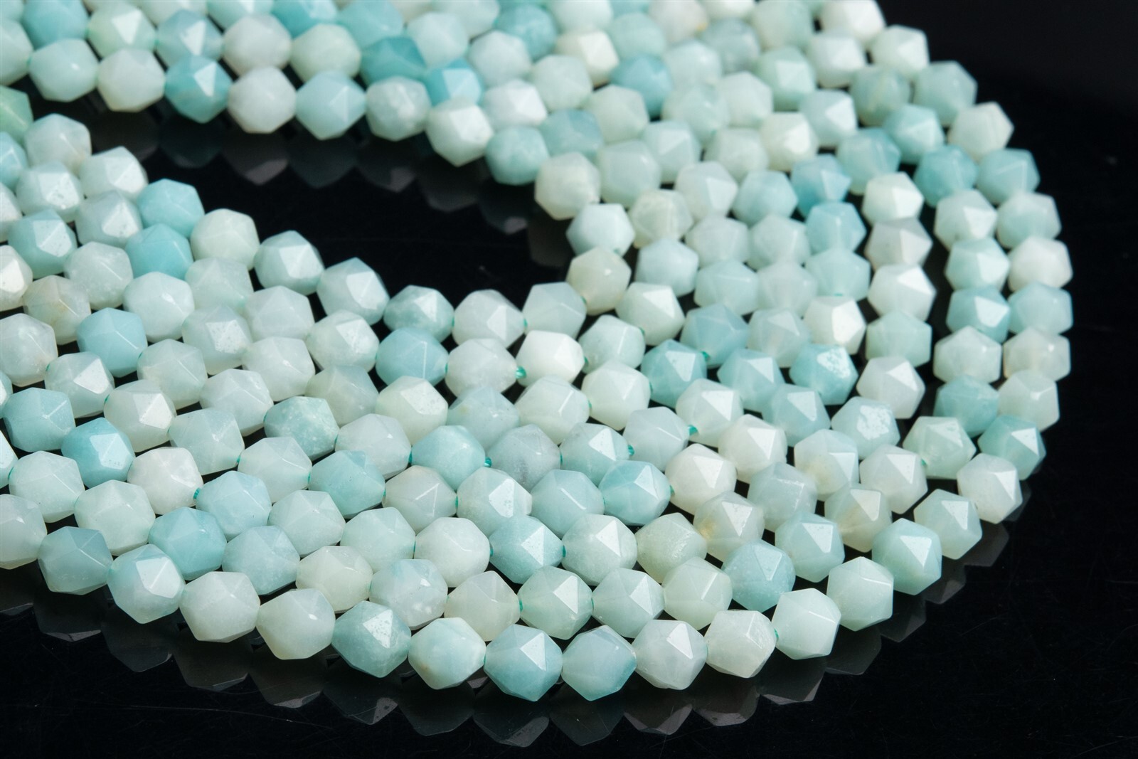Blue Amazonite Star Cut Faceted Grade A Natural Loose Beads 5-6/7-8/9-10MM
