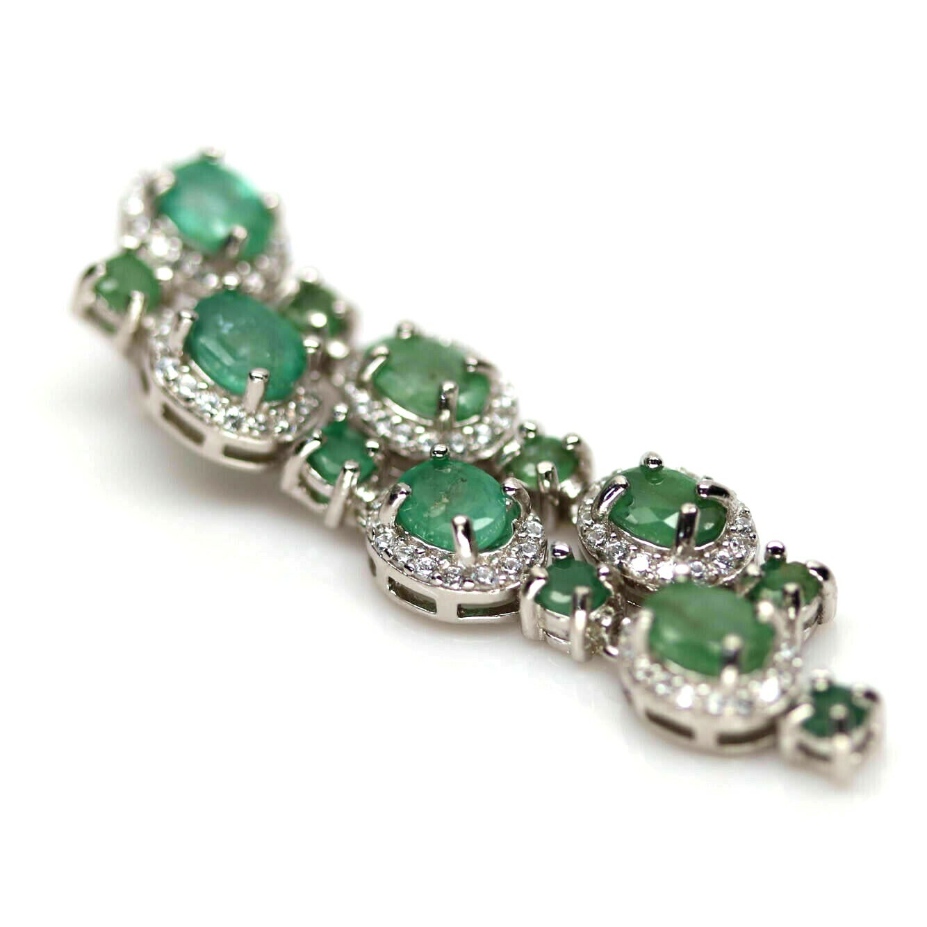 Shola Genuine Natural Green Emerald Pendant Sterling Silver N373